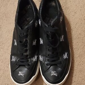 Burberry Timsbury Knight Black runway Sneakers with White  Logo Pattern Size 42